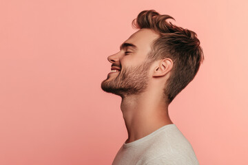 Fototapeta premium A close up of a man's face with her eyes closed