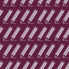 Seamless pattern back to school pen pencil tutor children pupil teacher doodle flat line 