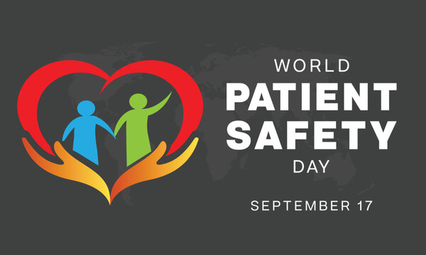 World Patient Safety day design. it features a logo of two people holding hand above an open hand palm. Vector illustration