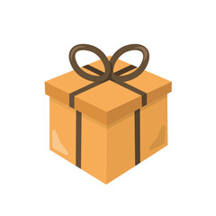 cardboard package with ribbon in flat vector design.