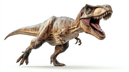Realistic 3D rendering of a roaring T-Rex dinosaur, highlighting its fierce and majestic presence in a prehistoric setting.
