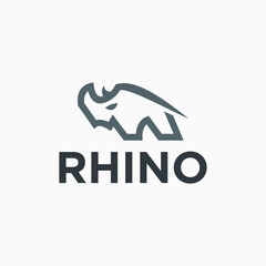rhinoceros simple line icon logo vector design, modern animal rhino logo pictogram design © Tamiline