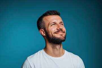 A close up of a man's face with her eyes closed