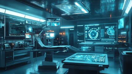Fototapeta premium Futuristic Medical Operating Room with Advanced Technology