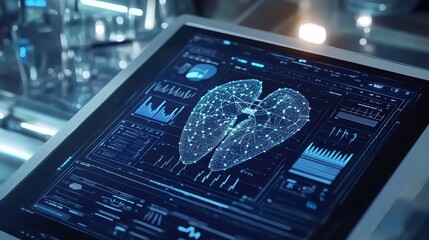 Obraz premium Digital Lung Representation on a Screen