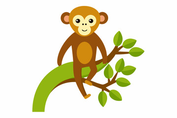 Fototapeta premium Monkey tree vector illustration on a white background