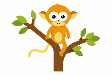 Monkey tree vector illustration on a white background