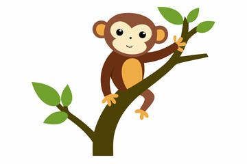 Monkey tree vector illustration on a white background
