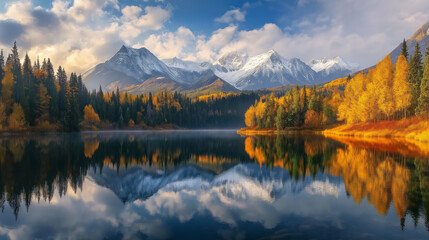 Obraz premium reflection of the mountain in lake
