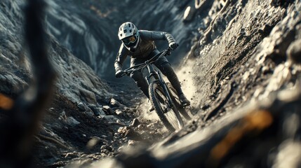 Mountain Biking Down a Dusty Path
