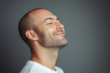Obraz premium A close up of a man's face with her eyes closed