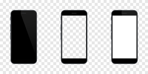 Smartphone mockup with transparent background. web design, app previews, advertising, or even social media posts—making them a versatile choice for users. Vector illustration concept.