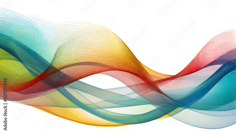 Sticker abstract colorful wave transparent stylish isolated on white background. generative ai.