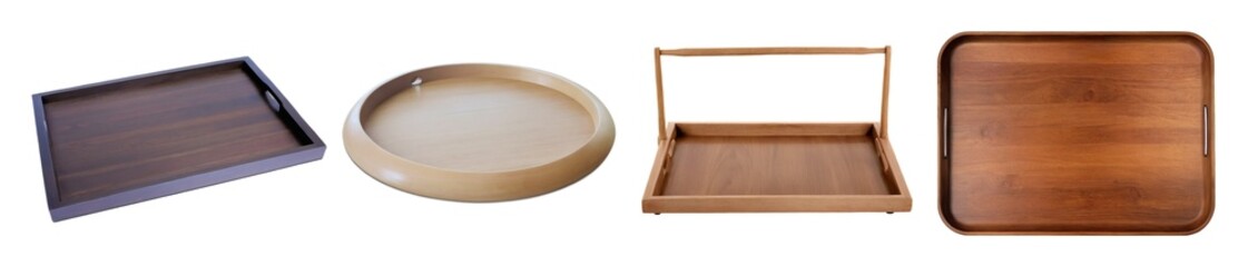 Wooden tray of white background