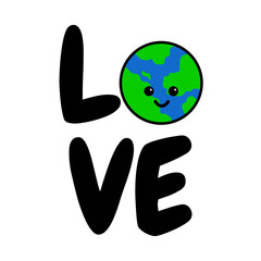 Illustration vector graphic of love earth. Happy earth day.