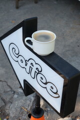 Coffee street sign for hidden coffee shop in town, salatiga, jawa tengah, indonesia