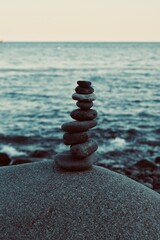 몽돌해변의 돌탑