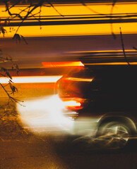 night blurry city car traffic