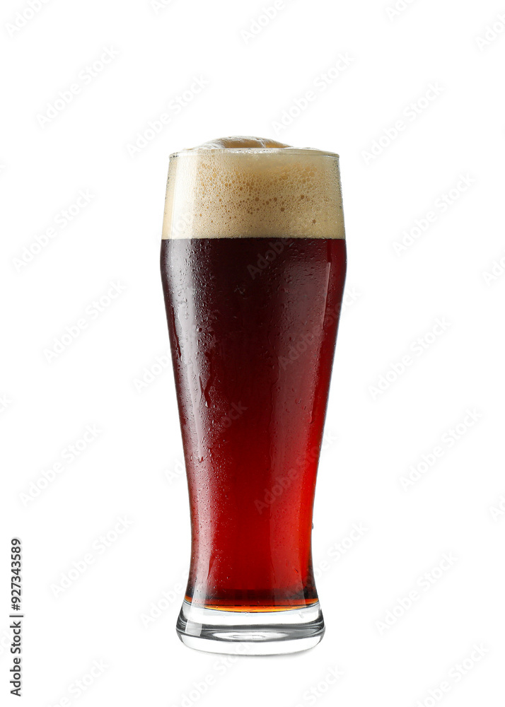 Canvas Prints glass of dark beer isolated on white