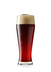 Glass of dark beer isolated on white