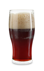 Glass of dark beer isolated on white