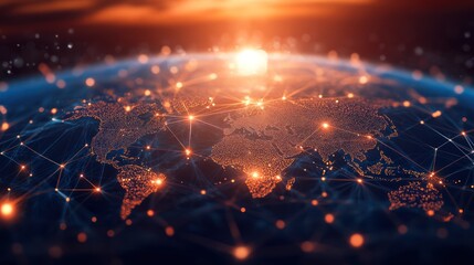 Global Network with Illuminated Connections and a Bright Light Source