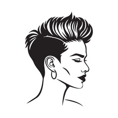 Woman Pixie Haircut Stock Vectors and Vector isolated on white background