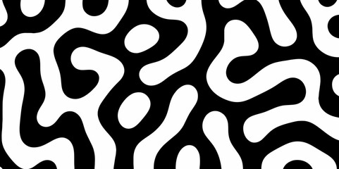 Abstract Turing organic wallpaper with background. Turing reaction diffusion monochrome seamless pattern with chaotic motion. Natural seamless line pattern. Linear design with biological shapes.