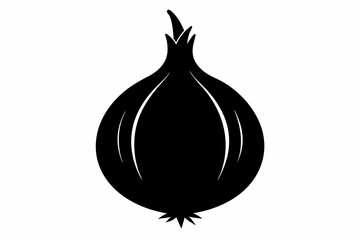 Silhouette vector design of an onion on a white background