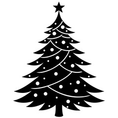 Christmas tree isolated   silhouette  vector illustration