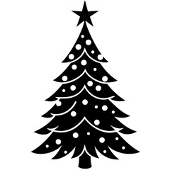 Christmas tree isolated   silhouette  vector illustration