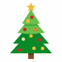 Christmas tree isolated   silhouette  vector illustration