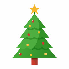 Christmas tree isolated   silhouette  vector illustration