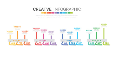 Timeline business for 12 months, Infographics element design and Presentation can be used for Business concept with 12 options, steps or processes.