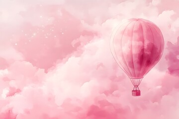 Obraz premium pink hot air balloon background