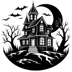 Haunted house  icon silhouette illustration with white background 