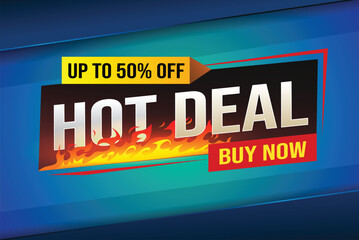 Hot deal buy now super sale poster banner graphic design icon logo sign symbol social media website coupon

