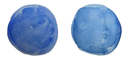 Watercolor circles blue colors set isolated on white background. Design elements. High resolution....