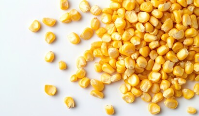 yellow corn kernels isolated on a white background