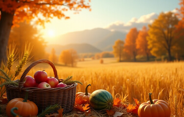 Autumn harvest in a wheat field