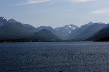 View over the Isfjorden, a fjord in Norway.