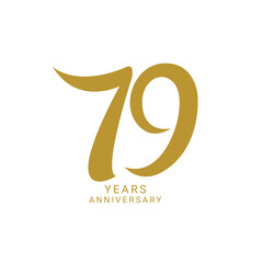 79, 79th Years Anniversary Logo, Golden Color, Vector Template Design element for birthday, invitation, wedding, greeting card illustration.