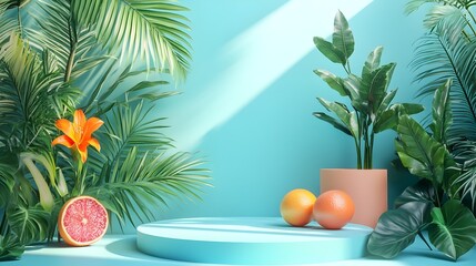 Vibrant 3D Rendered Turquoise Background with Copy Space for Joyful Designs