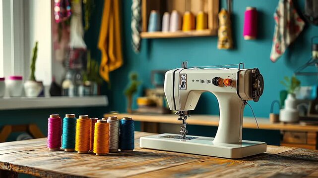 Fashion design studion work area for sewing and creating clothing