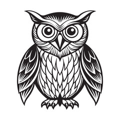 Modern Owl Outline Silhouette Vector Illustration Collection.