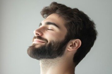 Obraz premium A close up of a man's face with her eyes closed