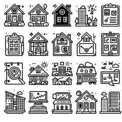 real estate icon set outline vector
