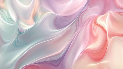 Obraz premium Gentle, pastel tones merge in an abstract fluid art piece with soft, flowing curves.