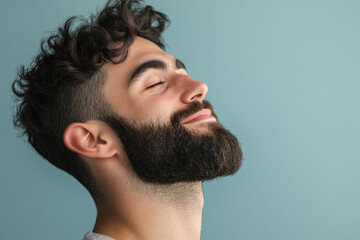 Fototapeta premium A close up of a man's face with her eyes closed