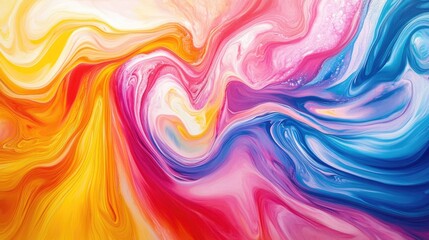 Obraz premium Soft pinks and purples flow together in a delicate and calming abstract fluid art pattern.